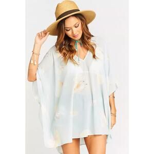 Show Me Your Mumu NWOT Peta Blue Shell‎ Poncho Flowy Tunic Oversized XS - Large